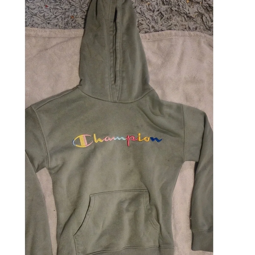Champion Girls Sage‎ Green Rainbow Logo Hoodie and Sweatpants Set Size M 8